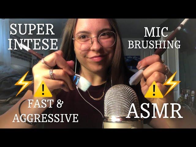 SUPER FAST & AGGRESSIVE ️ INTENSE MIC BRUSHING ASMR WARNING (no talking)