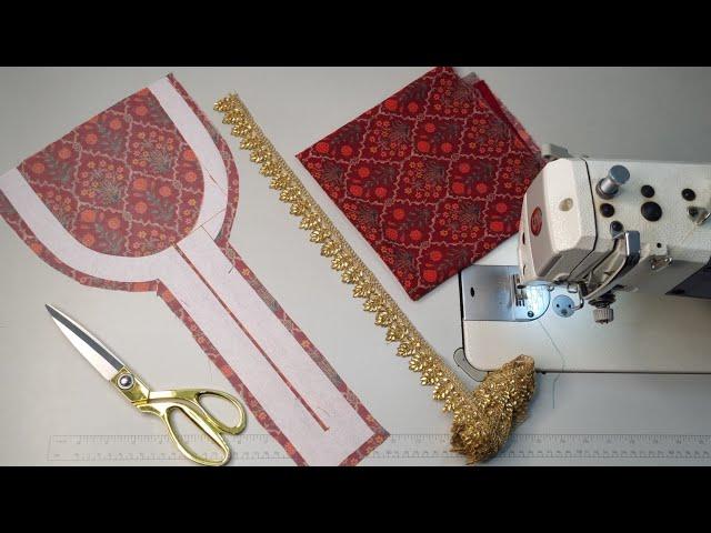 Printed Kurti पर Kundan Work Lace लगा कर बनाएं Round Neck का ख़ूबसूरत Design/Latest Neck Design 2022