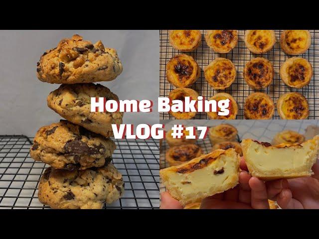 Making Egg tart and Levain Cookie with Mini Oven / Home baking vlog