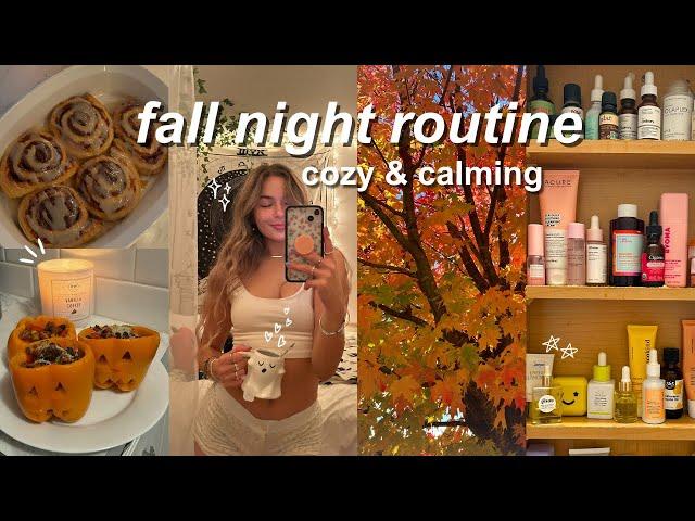 cozy fall night routine  pumpkin painting, skincare, & journaling