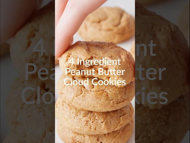 These 4-Ingredient Peanut Butter Cloud Cookies are lighter than clouds. ️ #recipes
