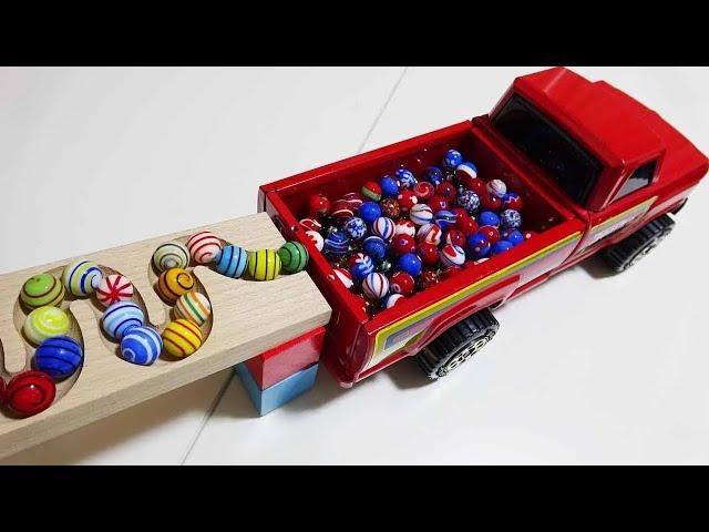 Marble Run ASMR Race  HABA Slope & Dump Truck Excavator Ambulance Forklift Garbage Truck Tractors