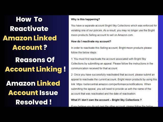 How To Reactivate Amazon Linked Account | Amazon Reasons Of Amazon Link Account Suspension #amazon