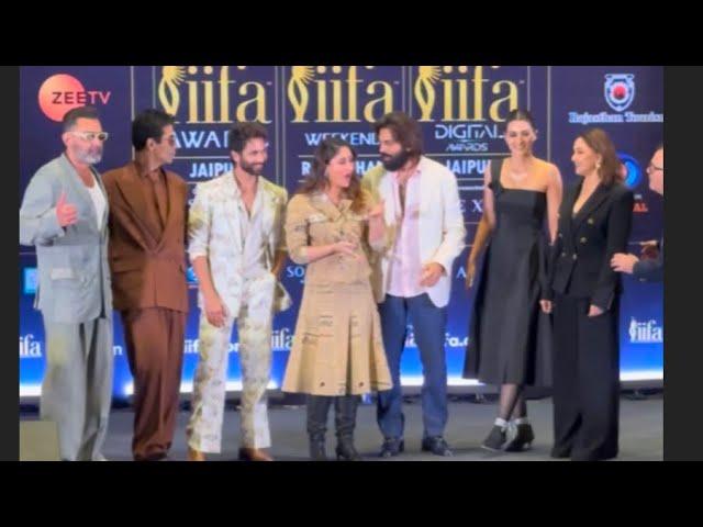 Madhuri Kareena Kapoor Khan Shahid Kapoor Kartik Kriti Sanon At iifa Award 2025 Press Conference ￼