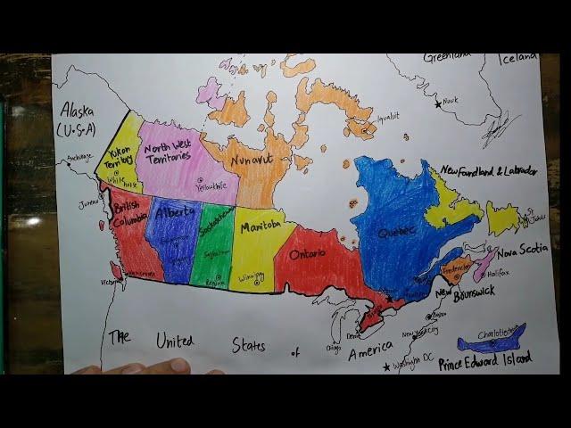 How to draw Canada map  easy SAAD