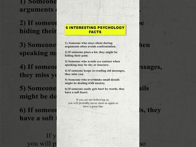 6 INTERESTING PSYCHOLOGY FACTS