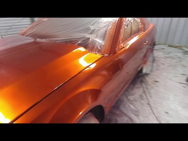 True Gritt customs ford mustang orange chrome paint job