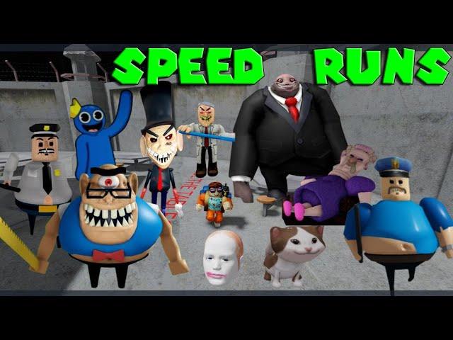 Escape Scary Obby Speed RUNS Barry, Rainbow Friends, Yummy, Stinky, Gran, Grandpa, Gary, Doge Head