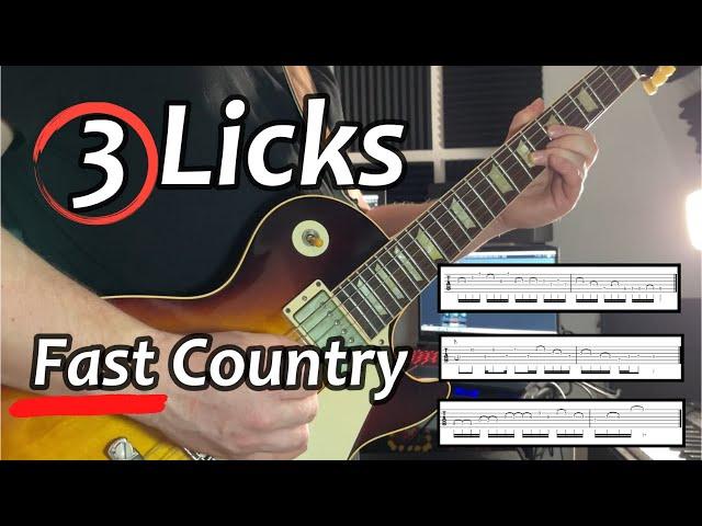 3 FAST Country Guitar Licks | Key of A