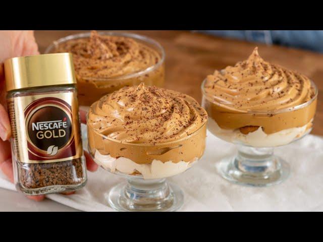 New coffee mousse dessert in 5 minutes! With cream! It's so delicious that I make it every day!