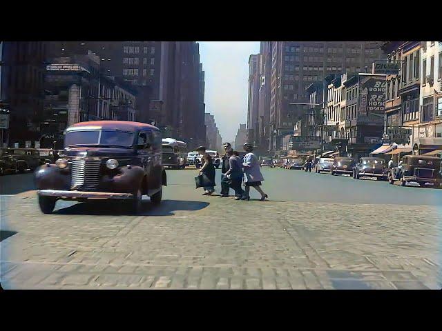 New York 1945 in color [60fps, Remastered] w/sound design added