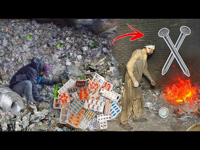 Recycling Process of Old Medicine Scrap to Make New Metal Nail | Waste Recycling