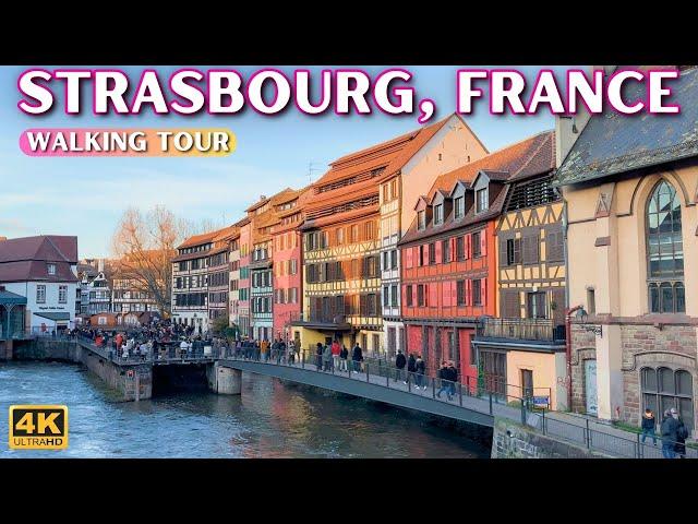 Amazing Strasbourg France City Tour  4K Street Walk [HDR]