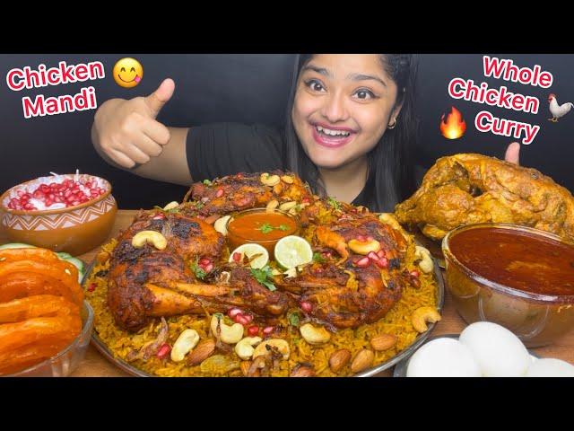 SPICY WHOLE CHICKEN CURRY WITH CHICKEN MANDI BIRYANI, BOILED EGGS, RAITA AND JALEBI | EATING SHOW