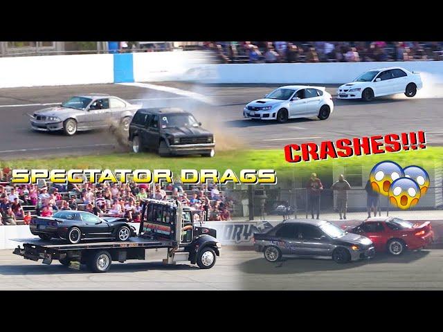 SPECTATOR DRAG CRASHES!!! RISKING IT ALL FOR THE WIN!!!