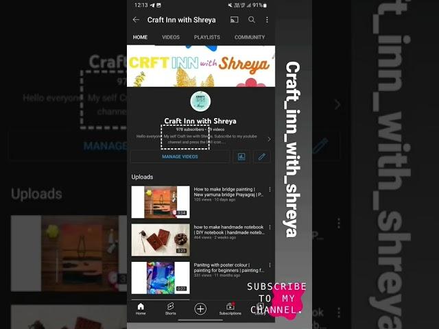 Subscribe to my channel....|  @craft inn with shreya ........ | 1k subscribers