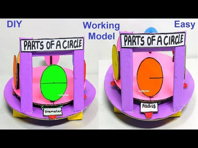 parts of circle working model - maths tlm -diy | craftpiller @howtofunda