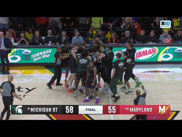 Tre Holloman's HALF-COURT BUZZER BEATER helps Michigan State defeat Maryland