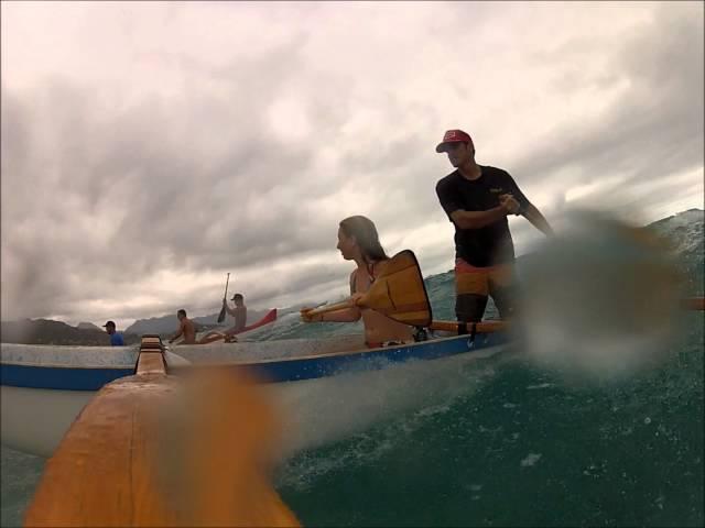 Hawaiian Outrigger Canoe Surfing with Emma