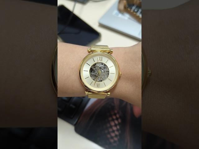 Fossil Carlie gold-tone steel mesh watch #fossil #fossilwatch #fashionwatch #watch