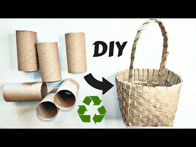 How to Make a Basket from Toilet Paper Rolls | Recycling Craft Ideas | DIY Crafts