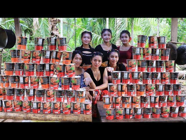 Amazing cooking 100 cup noodles soup with my family