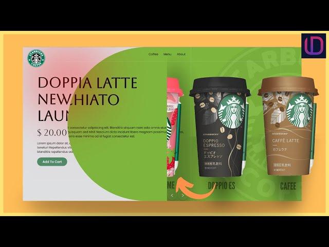 Create Animated Slider For Starbucks Coffee using HTML CSS and Javascript