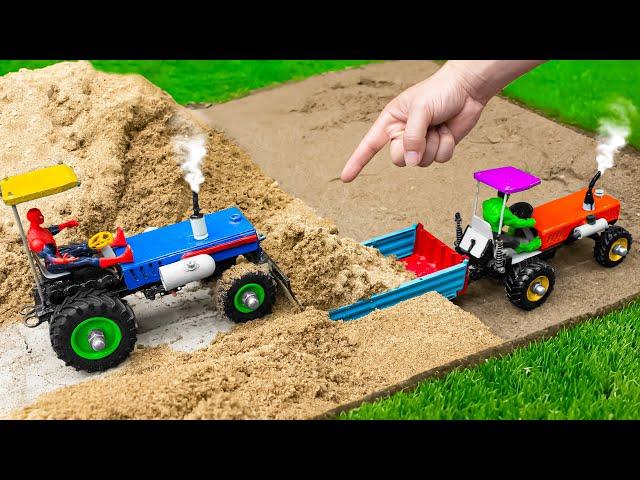 Diy mini tractor trolley sand loading science project | Diy truck @sunfarming7533