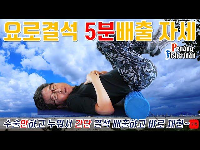 [요로결석 단5분자연배출] 배 옆구리 통증ㅣ새벽통증ㅣ신장 요관 방광 요도 결석누워 간단 바로 배출feat 폼롤러 베개ㅣ페낭어부 자연치료 건강꿀팁