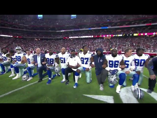 Entire Dallas Cowboys team takes a knee before national anthem HD (2017)
