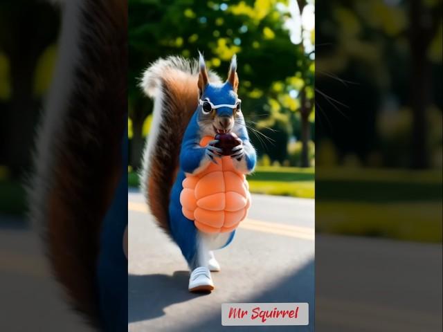 Mr Squirrel Blue and Red Eating cherry  #004 #cute #shorts
