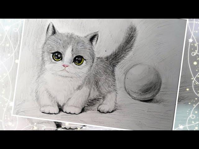 #94 Sara公开课/彩铅/画猫/手绘/画/画画教程/Sara art studio/kitten drawing/pencil crayons/画/手绘/画/手繪/畫 /学画画