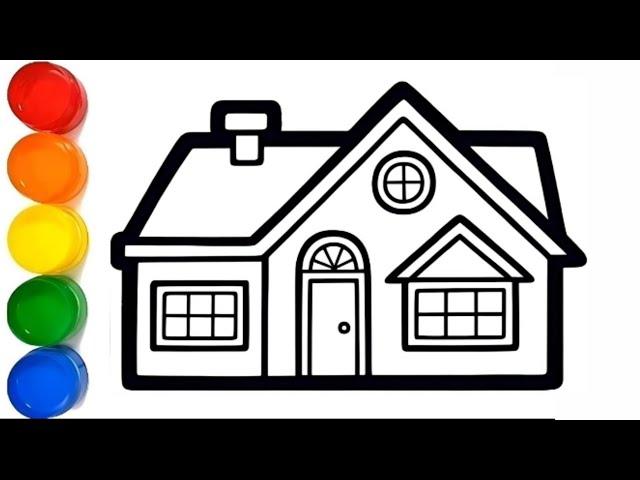 Drawing and Colouring A Beautiful  with Car || House Drawing Easy || Drawing for Kids