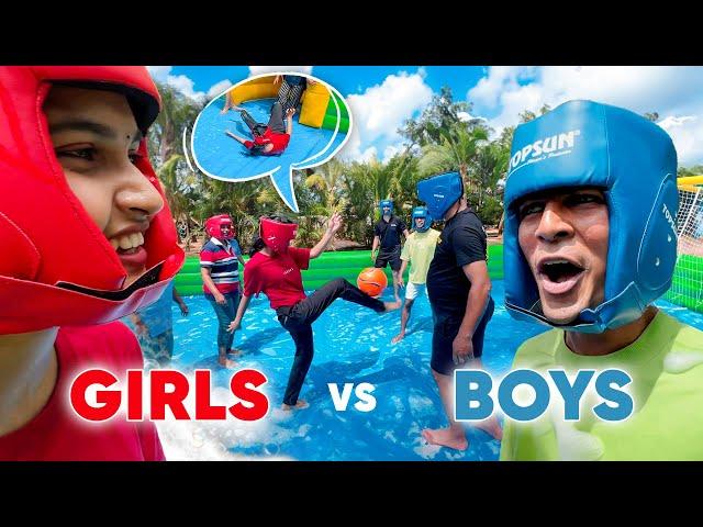 ANNIE vs ABIN Soapy Football Match  Crazy Challenge