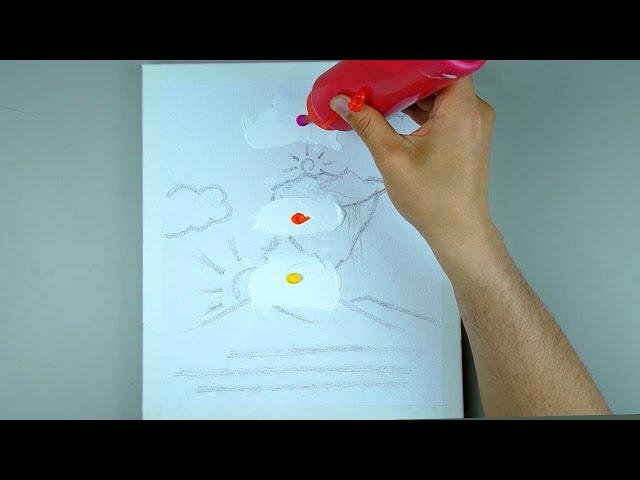 Acrylic Landscape | Castle in the Sky | ( 3 Processes to Finish) | Step by Step for Beginners