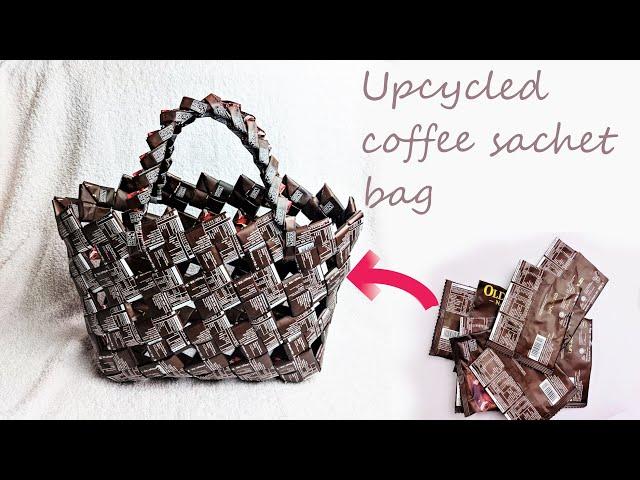 Upcycled coffee sachet bag #handmadecraft