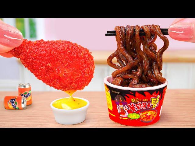 So Delicious Miniature Black Bean Noodles Spicy Octopus Recipe - Mini Yummy Cooking Real Food