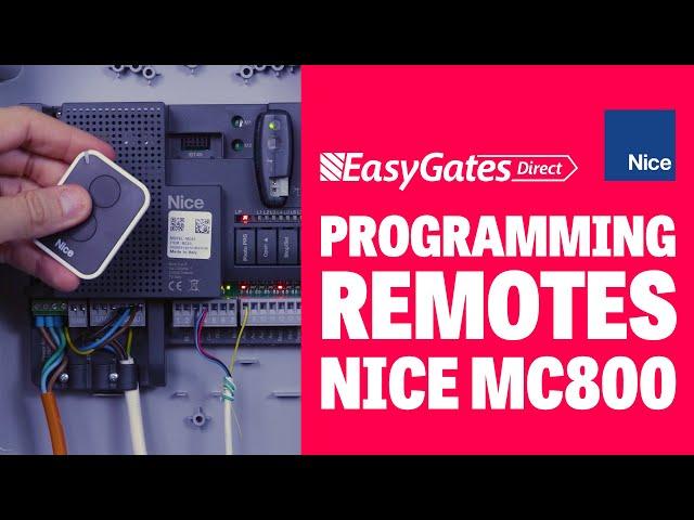 Nice MC800 - How to registering and programming remote controls