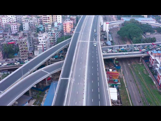 Dhaka City New Elevated Expressway and Flyover 4K Drone Footage ll Bijoy Sarani and Kuril Flyover