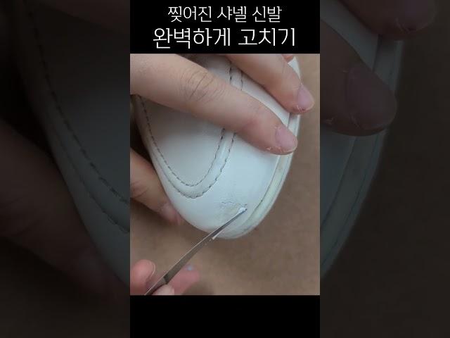 샤넬 가죽신발이 찢어졌다면 다시 붙여서 새 것처럼 만들기 #셀프염색 #가죽복원 #샤넬