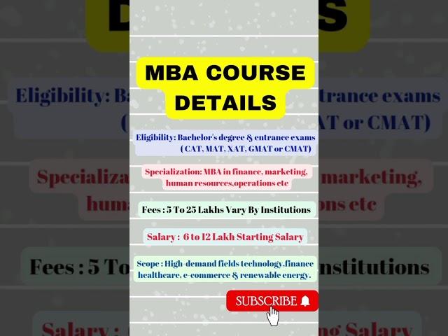 MBA Course Details|Eligibility,Fees,Salary & Scope #youtubeshorts #mumbaiwalesir #short #viral #mba
