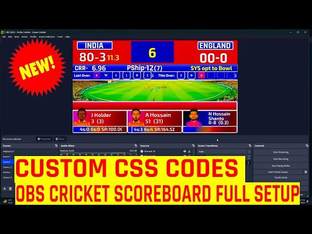 Cricket Live Scoreboard Kaise Banaye 2024 | Live Cricket Score Obs Setup |Cricket Live Software 2024