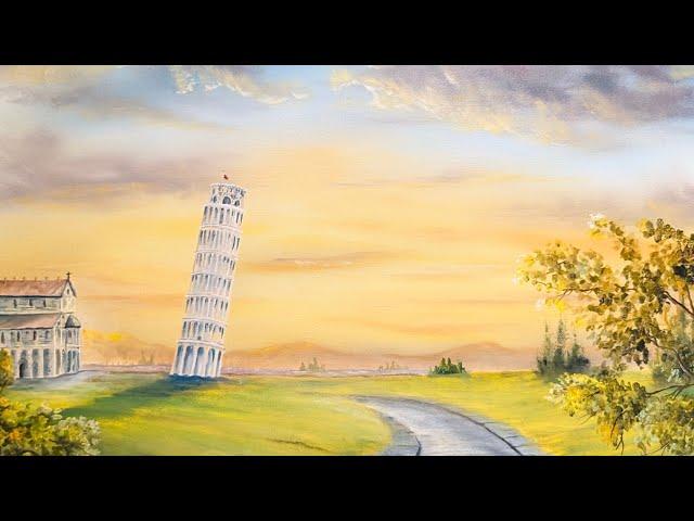 Oil Painting learn how to paint - leaning tower of Pisa