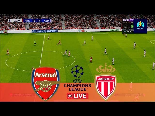 LIVE : Arsenal vs AS Monaco - UEFA Champions League 24/25 | Full Match | PES Game Simulation