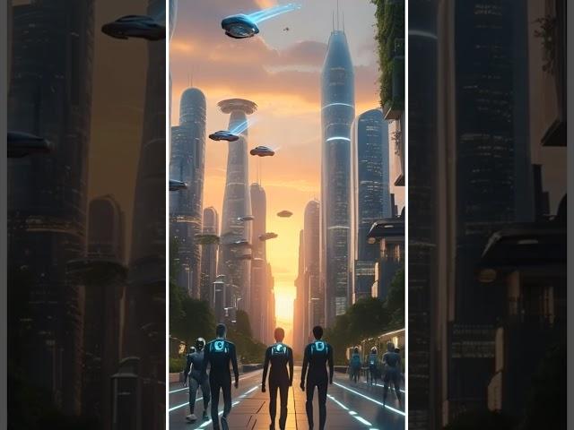"Futuristic City Animation | AI-Generated Utopian World with Flying Cars & Robots"