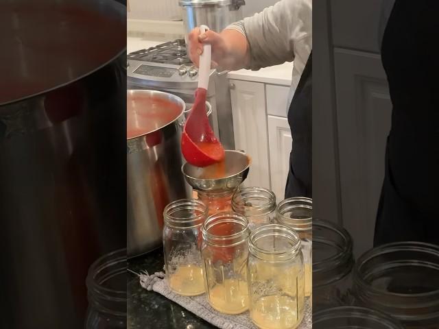 Making homemade tomato sauce!