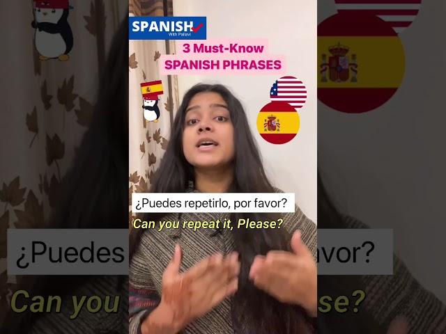 Speak SPANISH Instantly!️Common Phrases You Must Know!English to Spanish #Shorts #Travel #learning