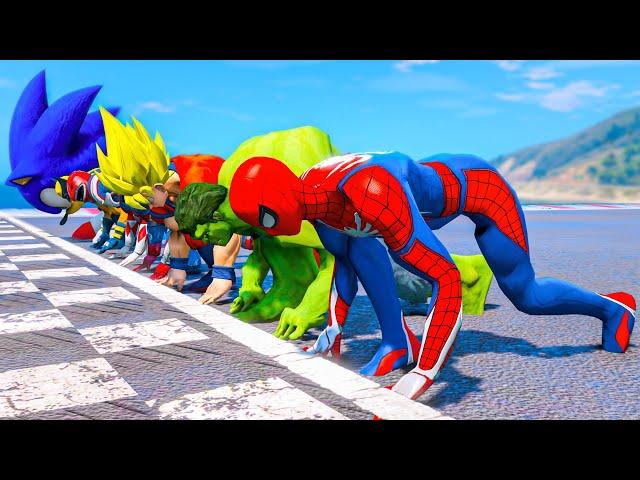 All Superheroes Running Challenge #606 (Funny Contest) - GTA V Mods