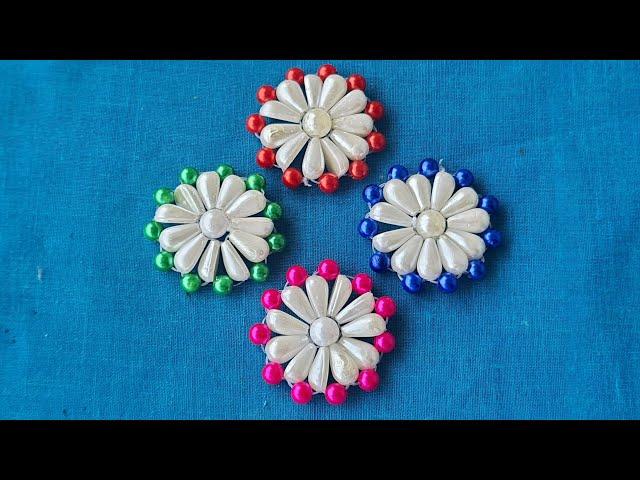 Beaded Flower Design | DIY | Flower Making with Beads | Bead Flower making at Home | Pearl beaded