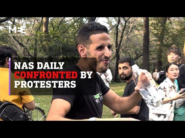 Nas Daily celebrates being interrupted by Pro-Palestine Protests in Japan